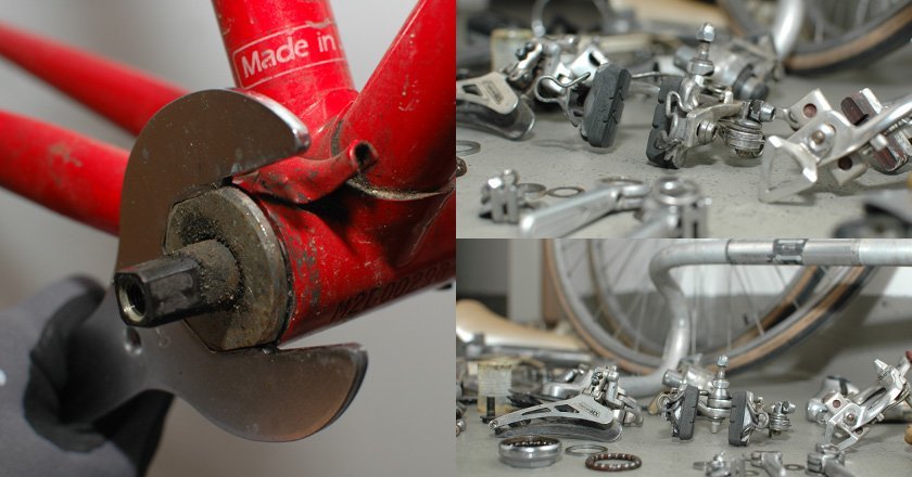 Demontage des Rennrades