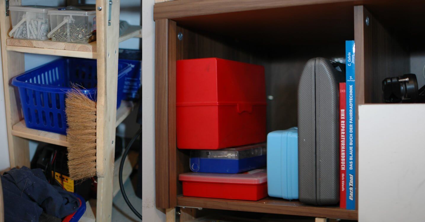 Stauraum in der Fahrradwerkstatt